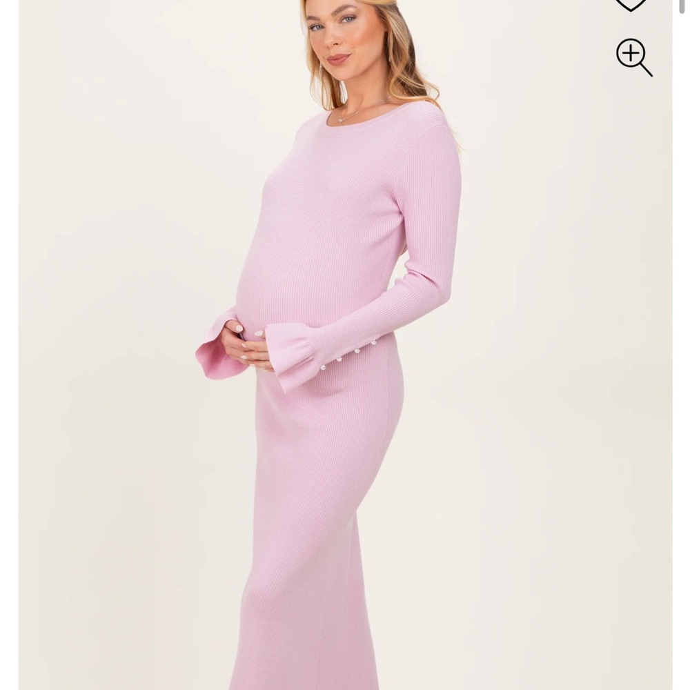 PinkBlush Ribbed Knit Bow Back Maternity Dress
